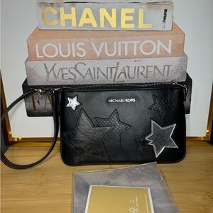 Michael Kors Black Jet Set Small Printed Wristlet/Clutch
